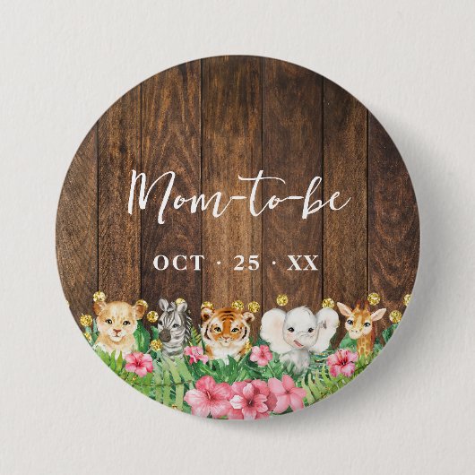 Mom to Be Rustic Pink Safari Baby Shower Ronde Button 7,6 Cm (Voorkant)