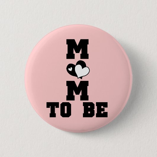 MOM to Be - Zwarte Tekst Ronde Button 5,7 Cm (Voorkant)