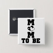 MOM to Be - Zwarte Tekst Vierkante Button 5,1 Cm (Voorkant /achterkant)