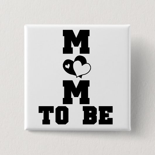 MOM to Be - Zwarte Tekst Vierkante Button 5,1 Cm (Voorkant)