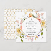 Mom to BEE Floral Baby Shower Invitation Kaart (Voorkant / Achterkant)