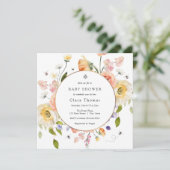 Mom to BEE Floral Baby Shower Invitation Kaart (Staand voorkant)