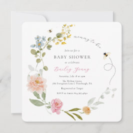 Mom to Bee Floral Baby shower Uitnodiging