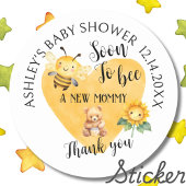 Mom-to-Bee Honey Beer Baby shower Ronde Sticker