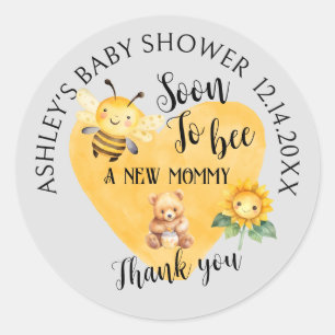 Mom-to-Bee Honey Beer Baby shower Ronde Sticker