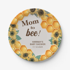 Mom to Bee Yellow Sunflower Baby Shower Papieren Bordje