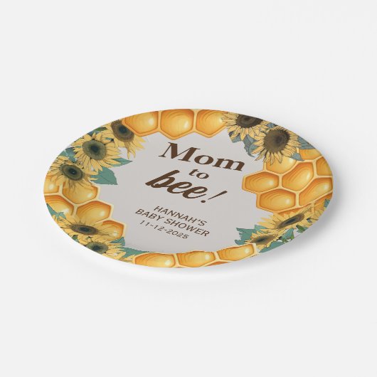 Mom to Bee Yellow Sunflower Baby Shower Papieren Bordje (Gekanteld)