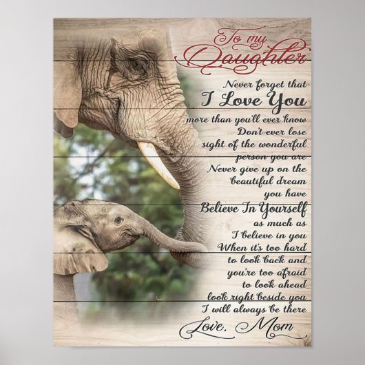 Mom To My Daughter Letter, Girl Birthday Gift Poster (Voorkant)