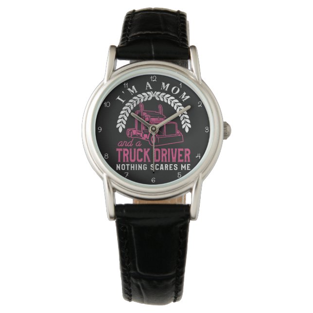 Mom Truck Driver: Nothing Scares Me Horloge (Voorkant)
