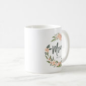 Mom Typografie Roze Waterverf Krans Moederdag Koffiemok (Voorkant rechts)