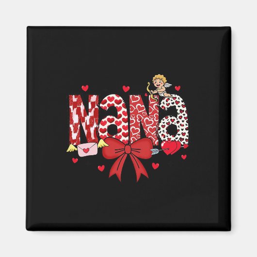 Mom Valentijnsdag Hart Nana Coquette Bow Nana Va Magneet (Voorkant)
