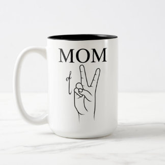 MOM VAN TWEE, mam van tweeling, mam van drie Tweekleurige Koffiemok