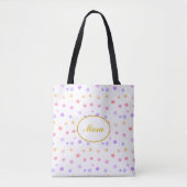 Mom veelkleurige polka gestippelde Canvas tas (Voorkant)