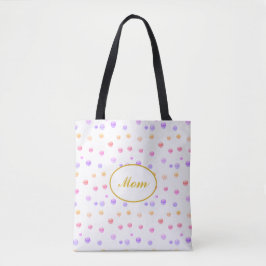 Mom veelkleurige polka gestippelde Canvas tas