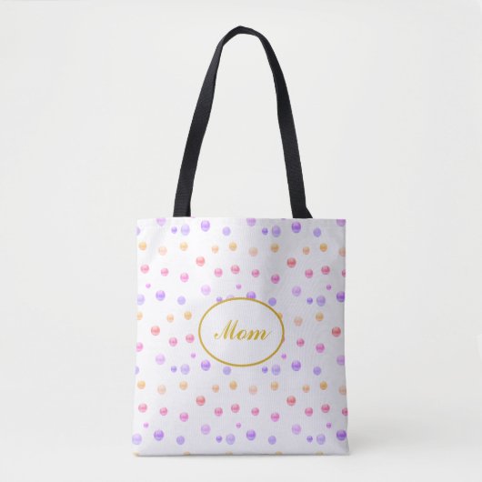 Mom veelkleurige polka gestippelde Canvas tas (Voorkant)