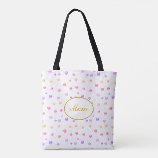 Mom veelkleurige polka gestippelde Canvas tas (Achterkant)