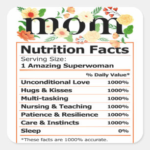 MOM-voedingsfeiten Vierkante Sticker