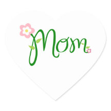 Mom White Heart Sticker