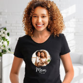 Mom White Script Established Date Photo Modern T-shirt