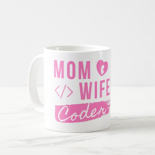 MOM WIFE CODER - CODER MOM T-Shirt Koffiemok (Voorkant links)