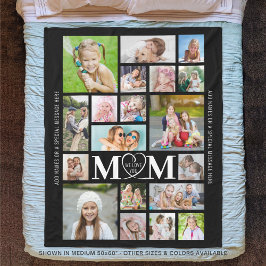 MOM WIJ HOUDEN VAN U 19 Foto Collage Custom Color  Fleece Deken
