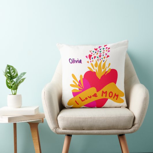 Mom with colorful hearts kussen (Stoel)