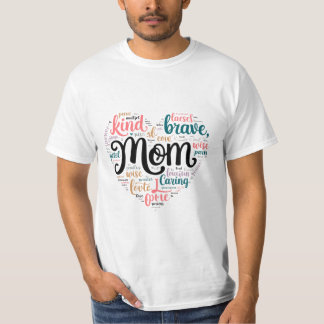 Mom Word Art in Heart Shape - Perfect Gift voor de T-shirt