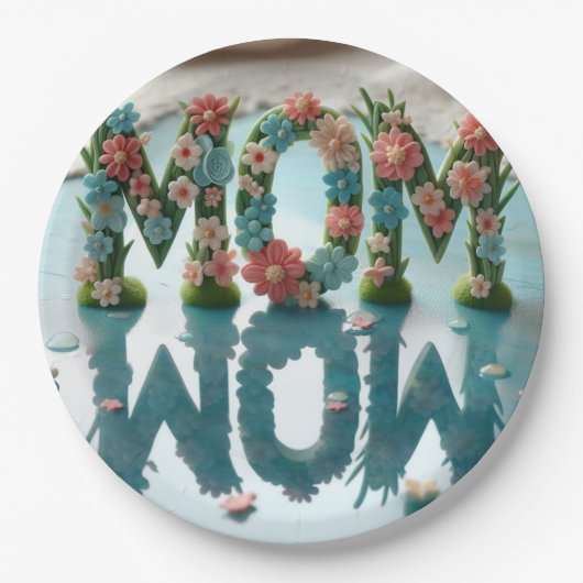 Mom Wow Bloemen Papieren Bordje (Voorkant)