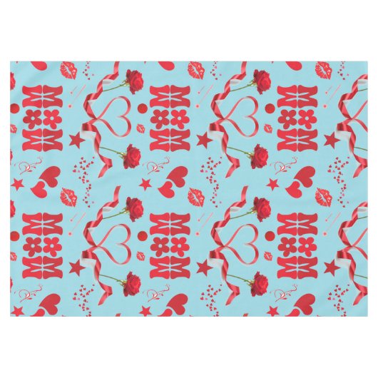 MOM/WOW: Een liefdesbrief in rood op blauw | Tafelkleed (Voorkant (Horizontaal))