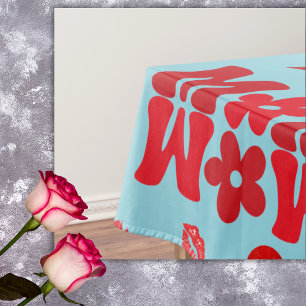 MOM/WOW: Een liefdesbrief in rood op blauw Tafelkleed