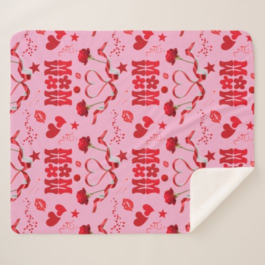 MOM/WOW: Een liefdesbrief in rood op roze | Sherpa Deken (Voorkant (horizontaal))