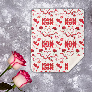MOM/WOW: Een liefdesbrief in rood op wit Sherpa Deken