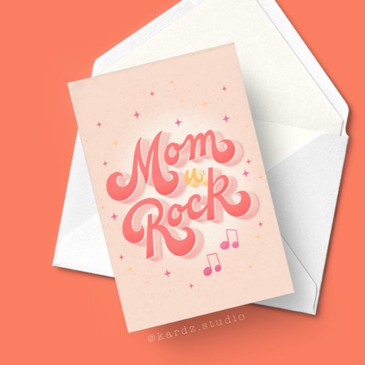 Mom You Rock Typografie Moederdag Kaart