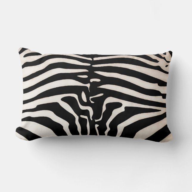 Mombasa Zebra Print Throw Lumbar Pillow, Black Kussen (Voorkant)
