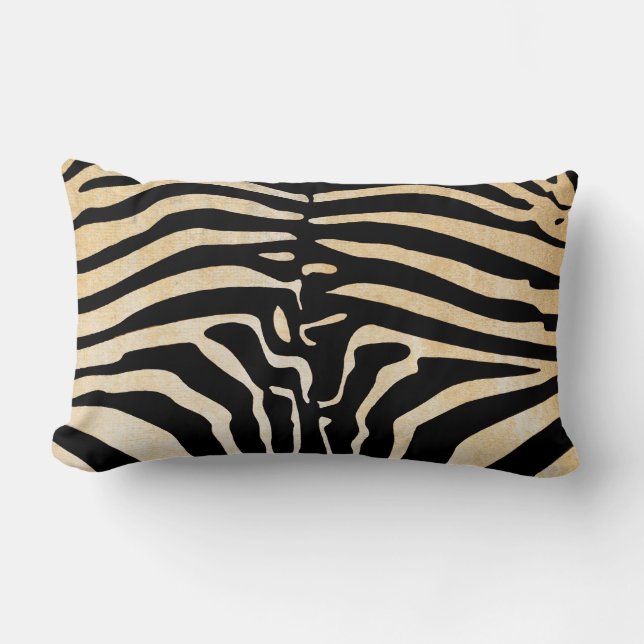 Mombasa Zebra Print Throw Lumbar Pillow, Black/Tan Kussen (Voorkant)