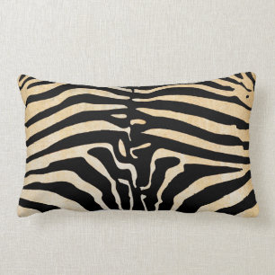 Mombasa Zebra Print Throw Lumbar Pillow, Black/Tan Kussen