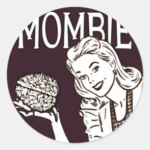 Mombie Retro Zombie Ronde Sticker
