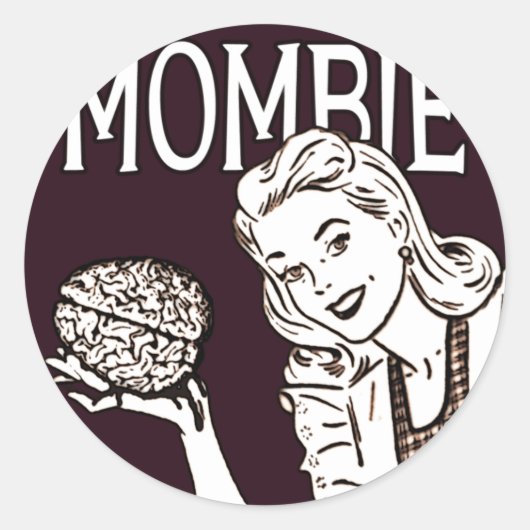 Mombie Retro Zombie Ronde Sticker (Voorkant)