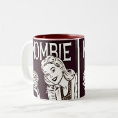 Mombie Retro Zombie Tweekleurige Koffiemok (Voorkant links)