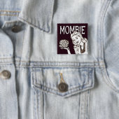 Mombie Retro Zombie Vierkante Button 5,1 Cm (In situ)
