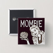 Mombie Retro Zombie Vierkante Button 5,1 Cm (Voorkant /achterkant)