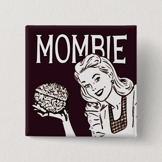 Mombie Retro Zombie Vierkante Button 5,1 Cm (Voorkant)