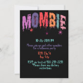 Mombie Zombie met Kinder Halloween Party Kaart (Achterkant)