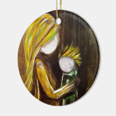 Moment met moeder (zoon) keramisch ornament (Links)