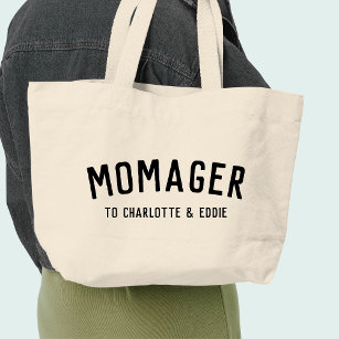 Moment   Moderne Kinder namen van mam Manager Grote Tote Bag