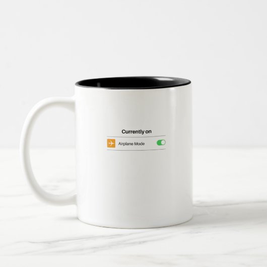 Momenteel in vliegtuigmodus tweekleurige koffiemok (Links)