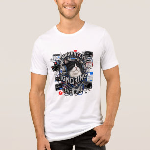 MOMENTEEL NEGEER IK ALLEMAAL – Y2K Kat Koptelefoon Tri-Blend Shirt
