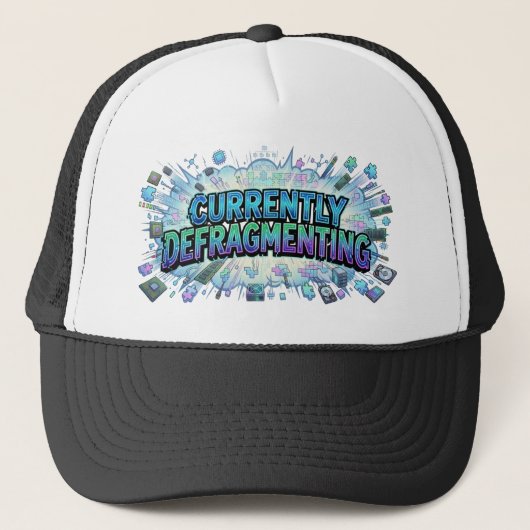 Momenteel wordt Funny Computer Geek ADHD gedefragm Trucker Pet (Voorkant)