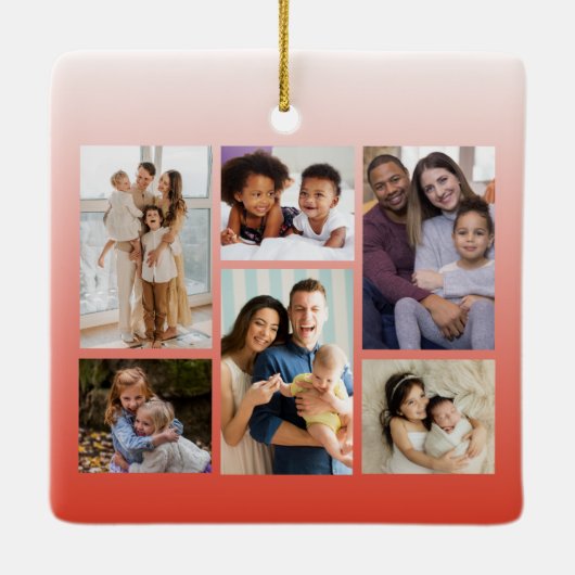 Momenten in Focus: 6 Fotocollage Keramisch Ornament (Achterkant)