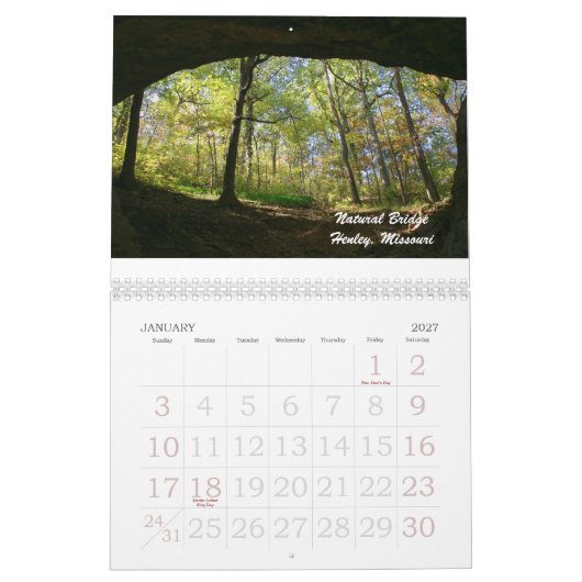 Momenten in Missouri Kalender (Jan 2027)
